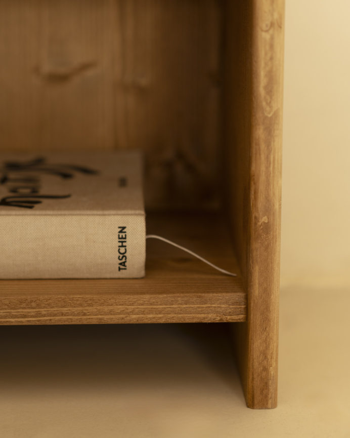 Pack de 2 comodini in legno massello tono rovere medio da 50x42cm