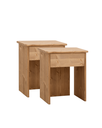 Pack de 2 comodini in legno massello tono rovere medio da 50x42cm
