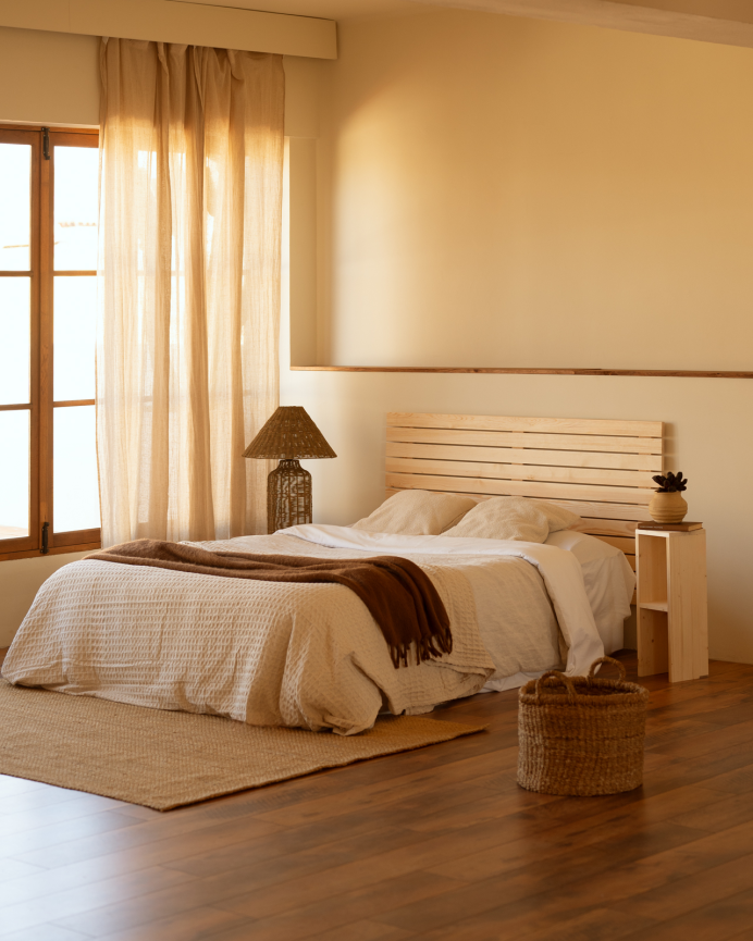 Testata di letto in legno massello in tono naturale in diverse misure