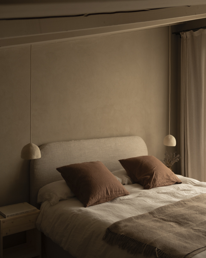 Testata imbottita rimovibile in lino beige in diverse misure