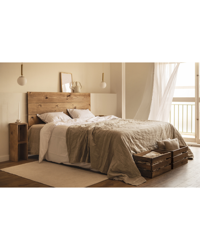 Testata di letto in legno massello in tonalità di rovere scuro in diverse misure