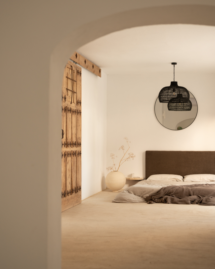 Pack de 2 comodini sospesi in legno massello tono naturale da 3x40cm