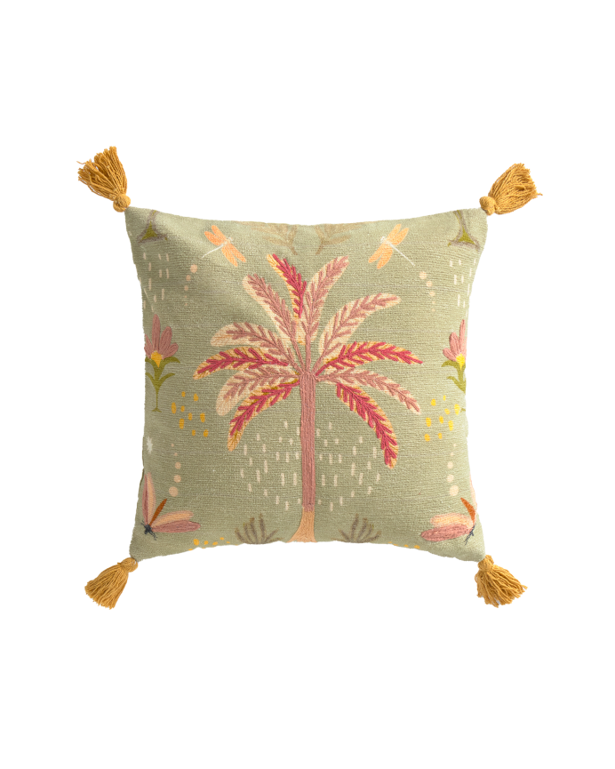 Fodera per cuscino con dettagli ricamati 45x45cm