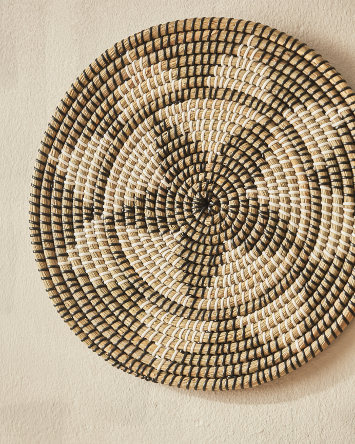 Piatto decorativo in giunco di mare multicolore 40cm