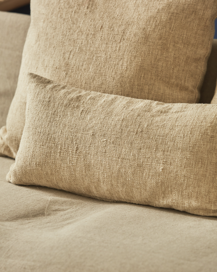 Fodera per cuscino in cotone e lino colore beige 30x60cm