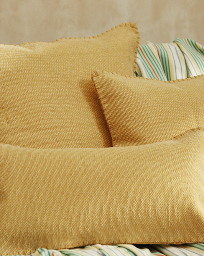 Fodera per cuscino in cotone dhurrie colore giallo in varie misure