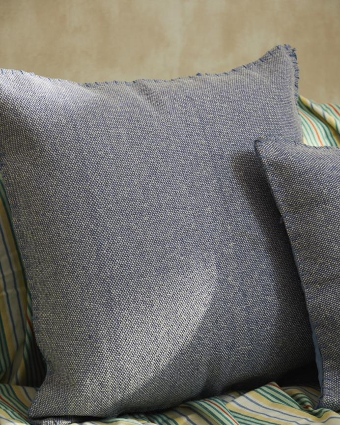 Fodera per cuscino in cotone dhurrie colore blu in varie misure