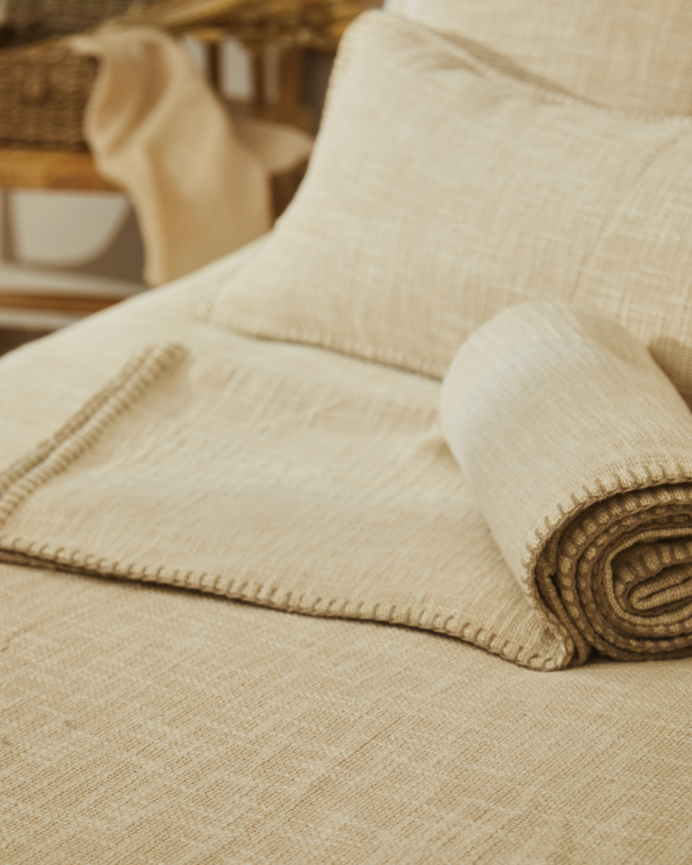 Plaid in cotone slub naturale 120x180cm