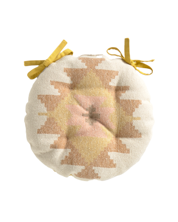 Cuscino rotondo per sedia in cotone dhurrie 40x4cm