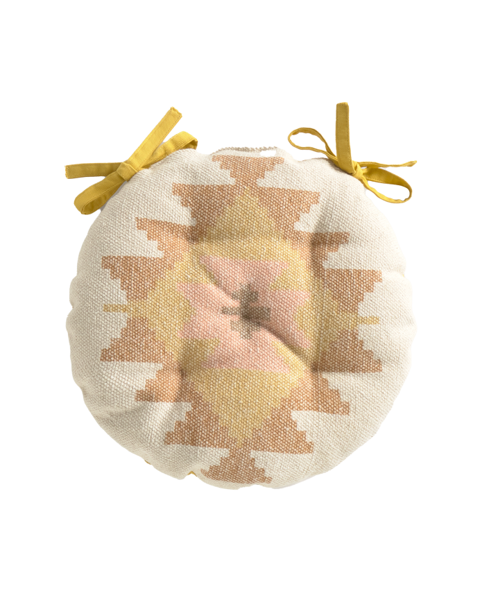 Cuscino rotondo per sedia in cotone dhurrie 40x4cm