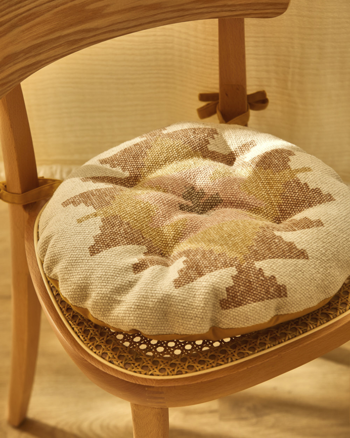 Cuscino rotondo per sedia in cotone dhurrie 40x4cm
