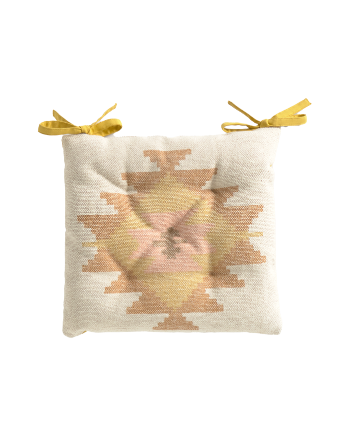 Cuscino quadrato per sedia in cotone dhurrie 40x40x4cm