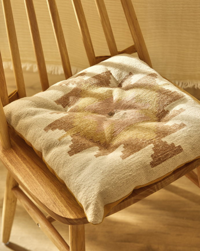 Cuscino quadrato per sedia in cotone dhurrie 40x40x4cm