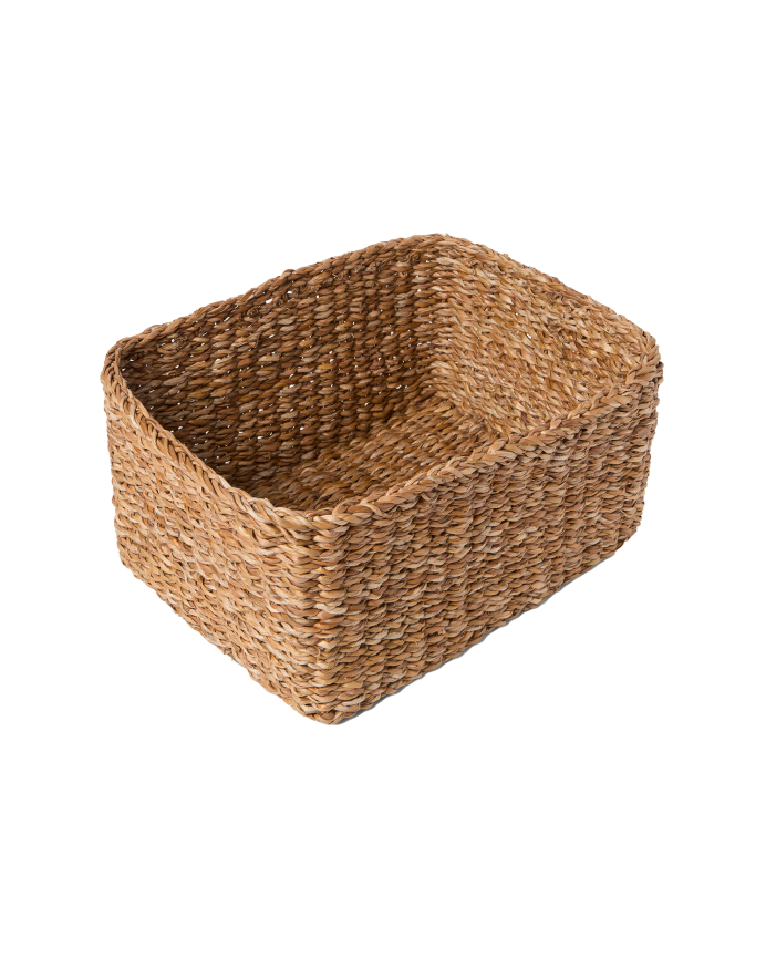 Cesta quadrata in giunco di mare 32x25x16cm