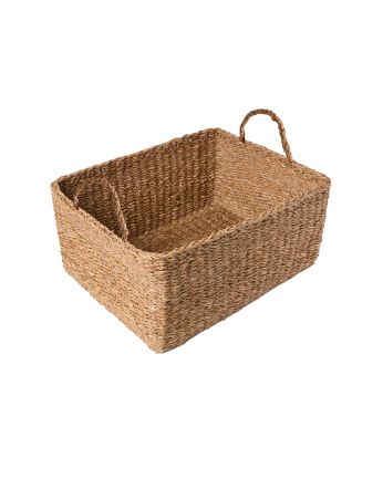 Cesta quadrata in giunco di mare 45x35x22cm