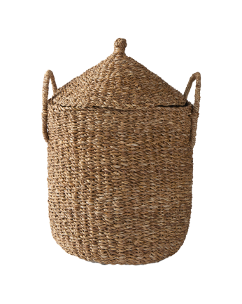 Cesto con coperchio in giunco di mare 45x32cm