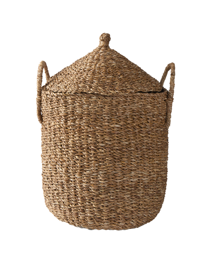 Cesto con coperchio in giunco di mare 45x32cm