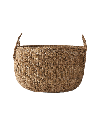 Cesto con manici in giunco di mare intrecciato 50x30x30cm