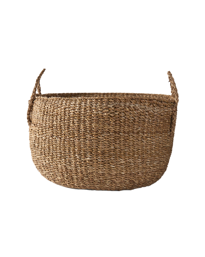 Cesto con manici in giunco di mare intrecciato 50x30x30cm