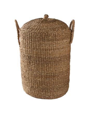 Cesto con coperchio in giunco di mare 70x45cm