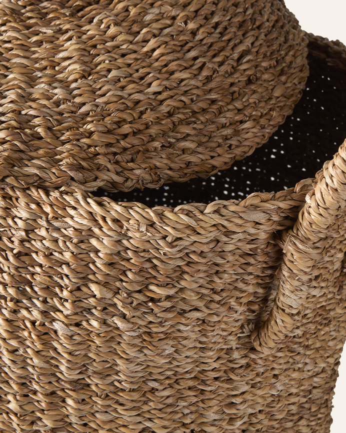 Cesto con coperchio in giunco di mare 70x45cm