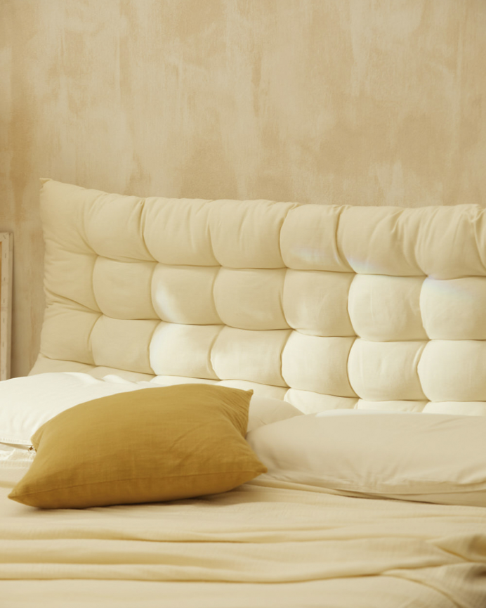 Testiera imbottita in cotone colore beige in diverse misure