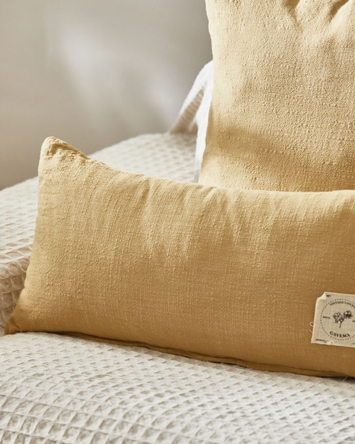 Fodera per cuscino in cotone vintage colore giallo 30x60cm