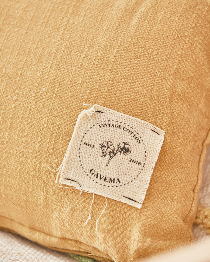 Fodera per cuscino in cotone vintage colore giallo 30x60cm