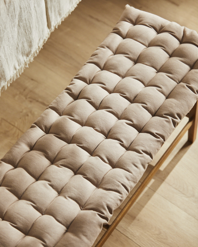 Cuscino rettangolare in cotone colore pietra 40x120x4cm