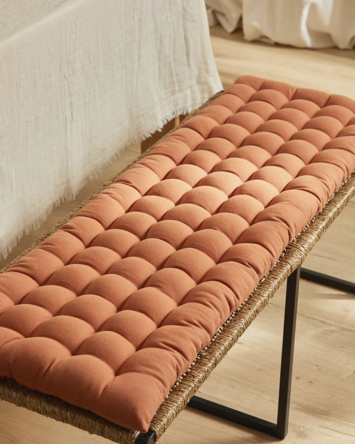 Cuscino rettangolare per panca in cotone colore terra 40x120x4cm