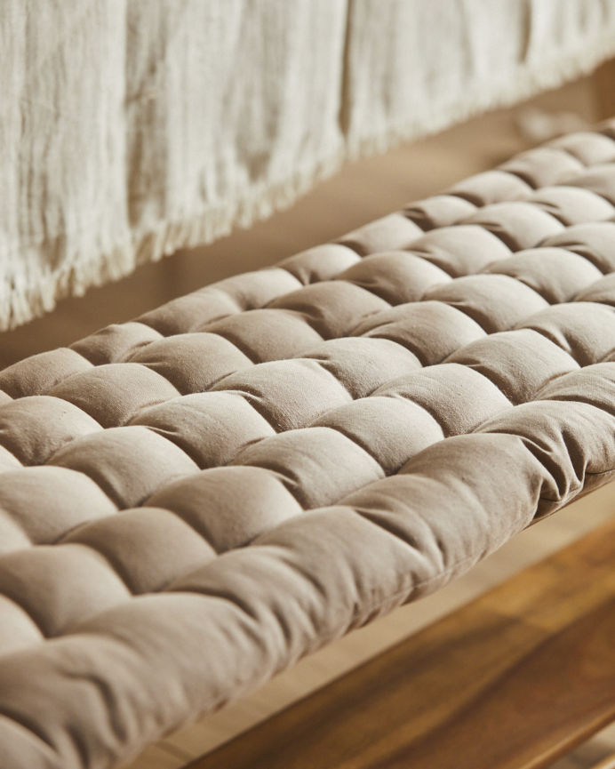 Cuscino rettangolare in cotone colore pietra 40x120x4cm