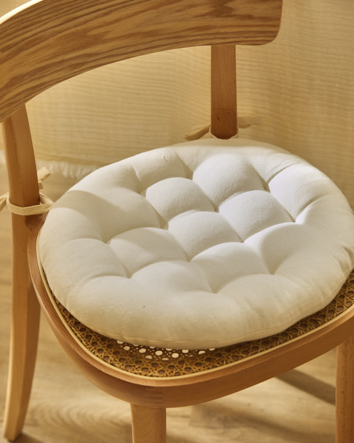 Cuscino rotondo in cotone colore beige 40x4cm