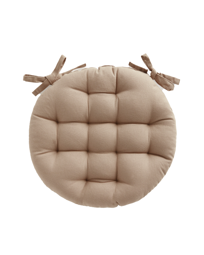 Cuscino rotondo in cotone colore pietra 40x4cm