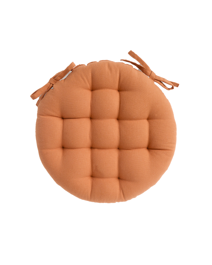 Cuscino rotondo per sedia in cotone colore terra 40x4cm