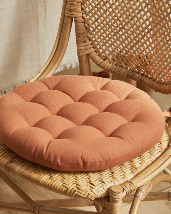 Cuscino rotondo per sedia in cotone colore terra 40x4cm