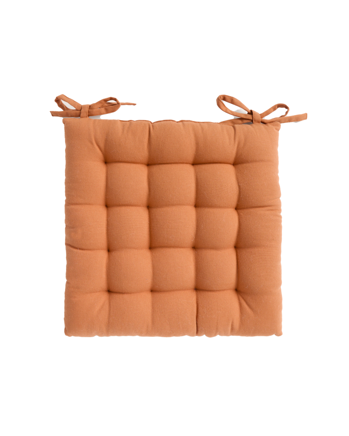 Cuscino quadrato per sedia in cotone colore terra 40x40x4cm