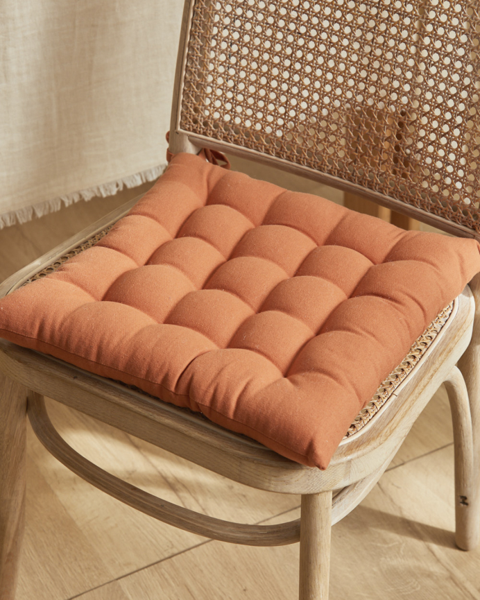 Cuscino quadrato per sedia in cotone colore terra 40x40x4cm