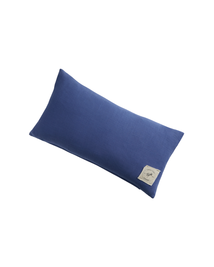 Fodera per cuscino in cotone vintage colore blu 30x60cm