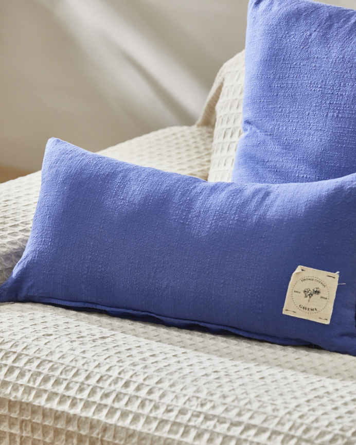 Fodera per cuscino in cotone vintage colore blu 30x60cm