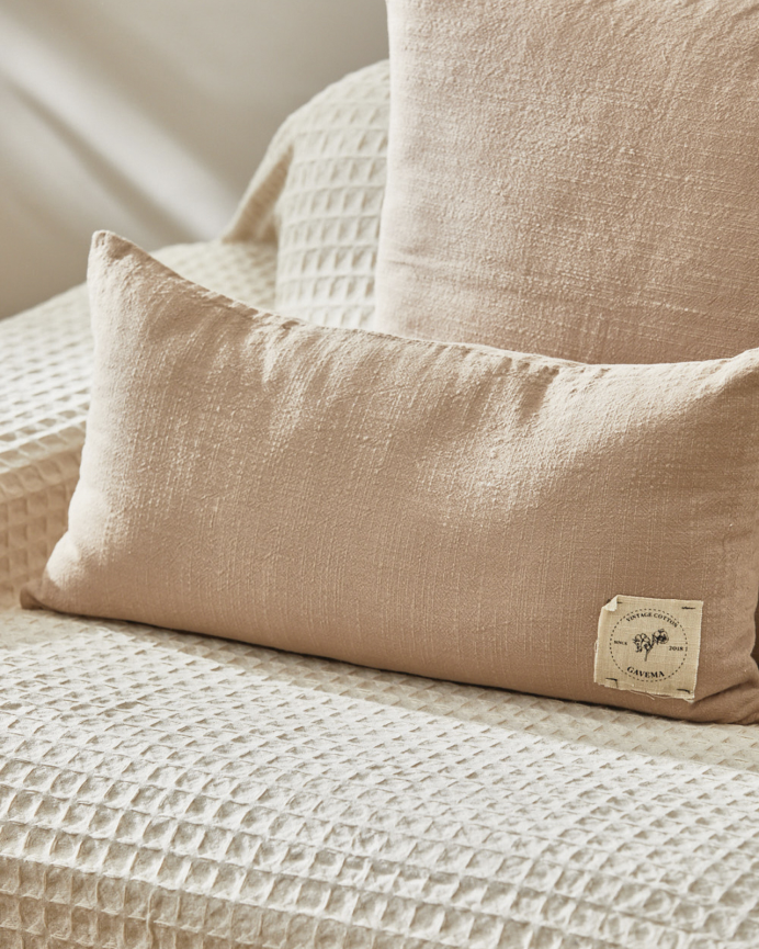 Fodera per cuscino in cotone vintage colore beige 30x60cm