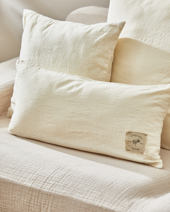 Fodera per cuscino in cotone vintage colore naturale 30x60cm