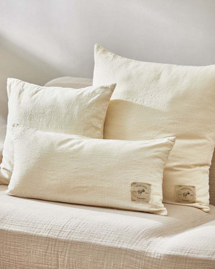 Fodera per cuscino in cotone vintage colore naturale 30x60cm