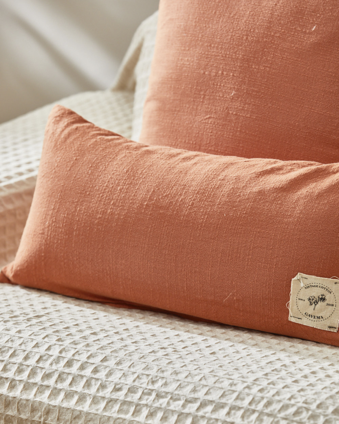 Fodera per cuscino in cotone vintage colore terra 30x60cm