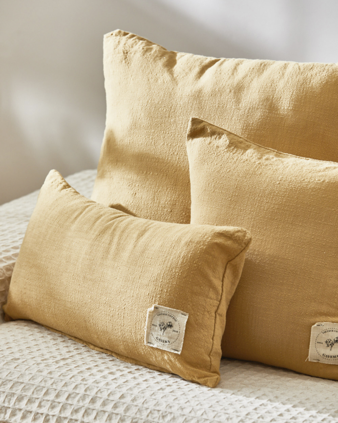Fodera per cuscino in cotone vintage colore senape 30x60cm