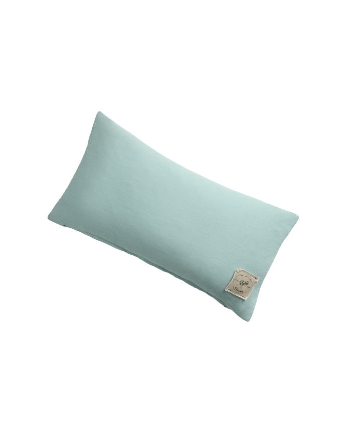 Fodera per cuscino in cotone vintage colore turchese 30x60cm