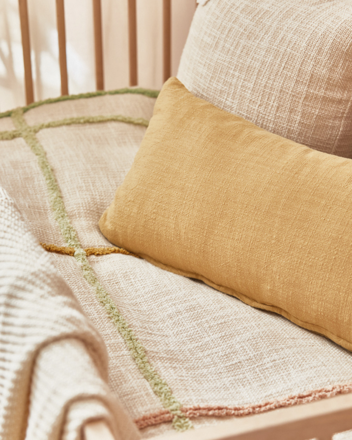 Fodera per cuscino in cotone vintage colore senape 30x60cm