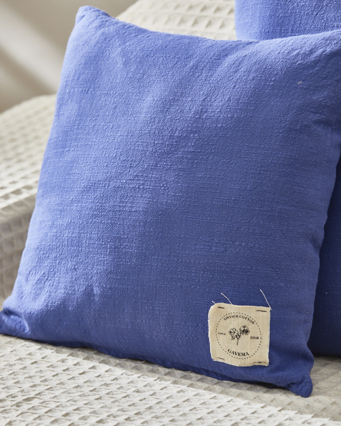 Fodera per cuscino in cotone vintage colore blu in varie misure