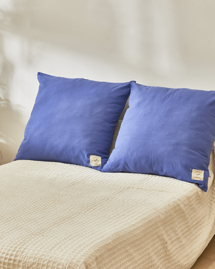 Fodera per cuscino in cotone vintage colore blu in varie misure