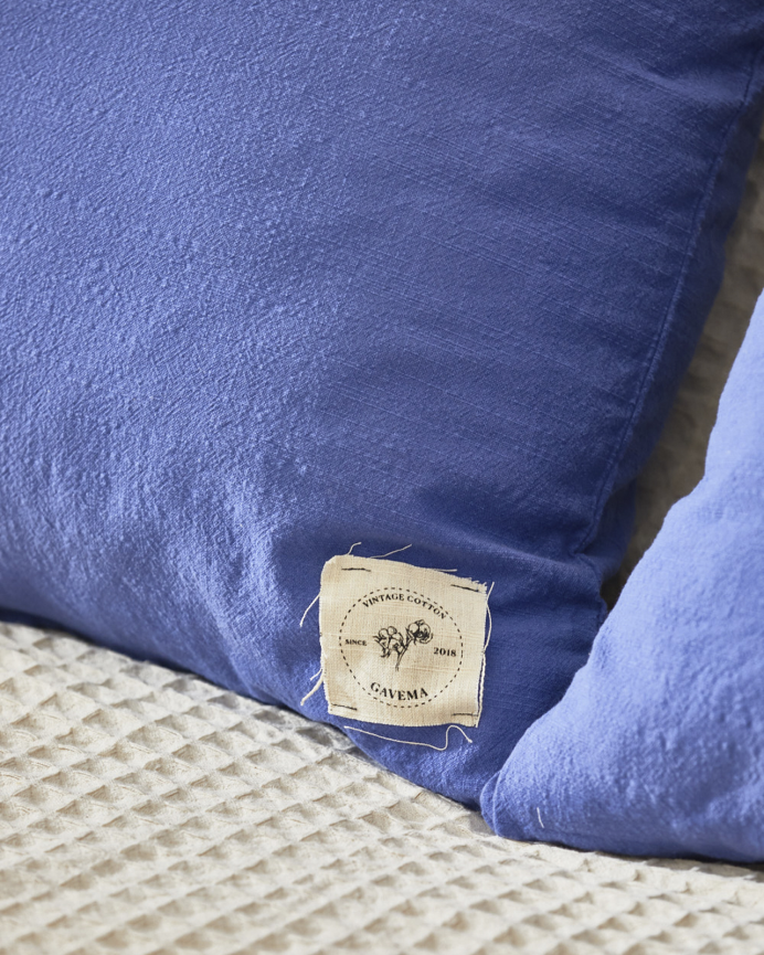 Fodera per cuscino in cotone vintage colore blu in varie misure