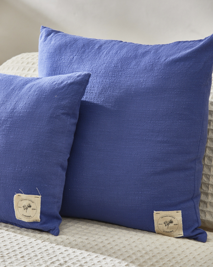 Fodera per cuscino in cotone vintage colore blu in varie misure